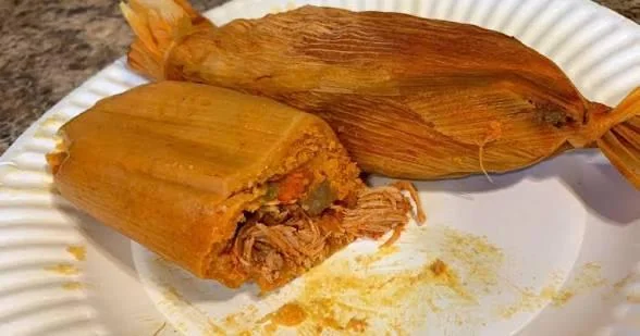 Tamales La Pasadita signature dishes Pork Tamales in Red SauceChicken Tamales in Green SauceRajas con Queso Tamales (Peppers and Cheese)